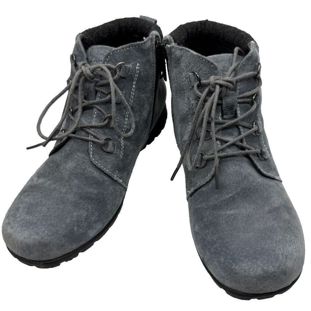 Propet Delaney Grey Suede Boots Shoes Zip up Booties Womens Size 7